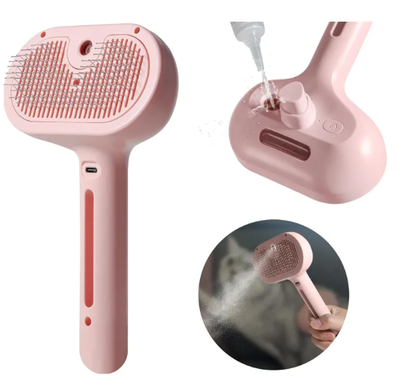 Cepillo con Spray Integrado para Gatos y Perros – Reduce Pelo Suelto
