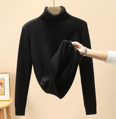Suéter de Forro Polar con Medio Cuello Alto Acolchado para Mujer