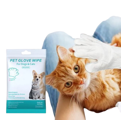 Kit de Limpieza para Gatos y Perros – Guantes, Toallitas y Espuma Limpiadora