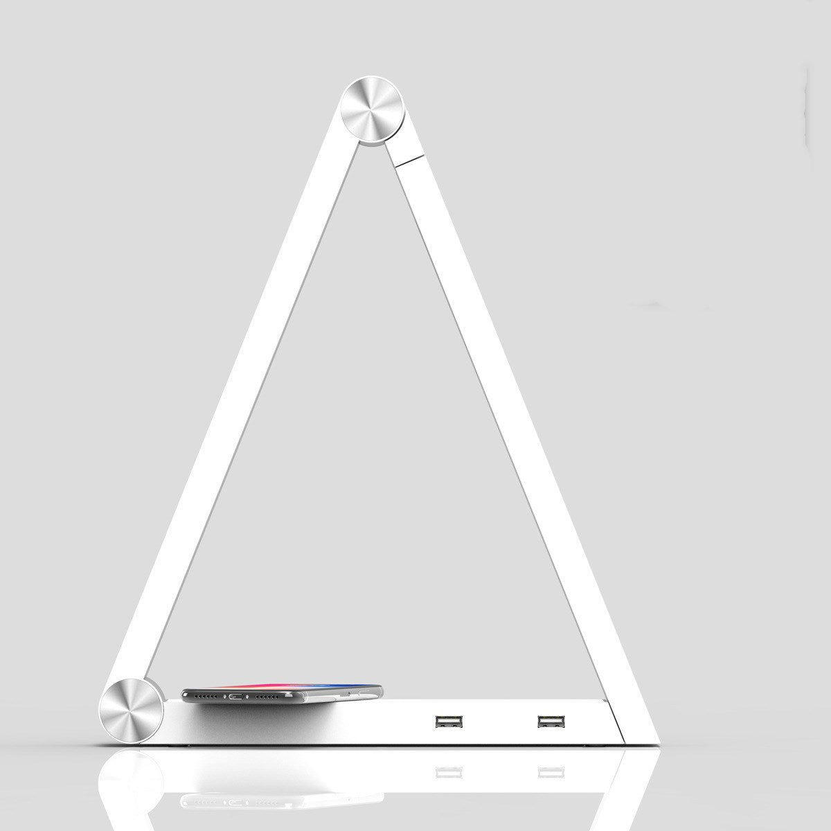 Lámpara LED de Escritorio con Carga Inalámbrica — Diseño Triangular Cuidado Visual