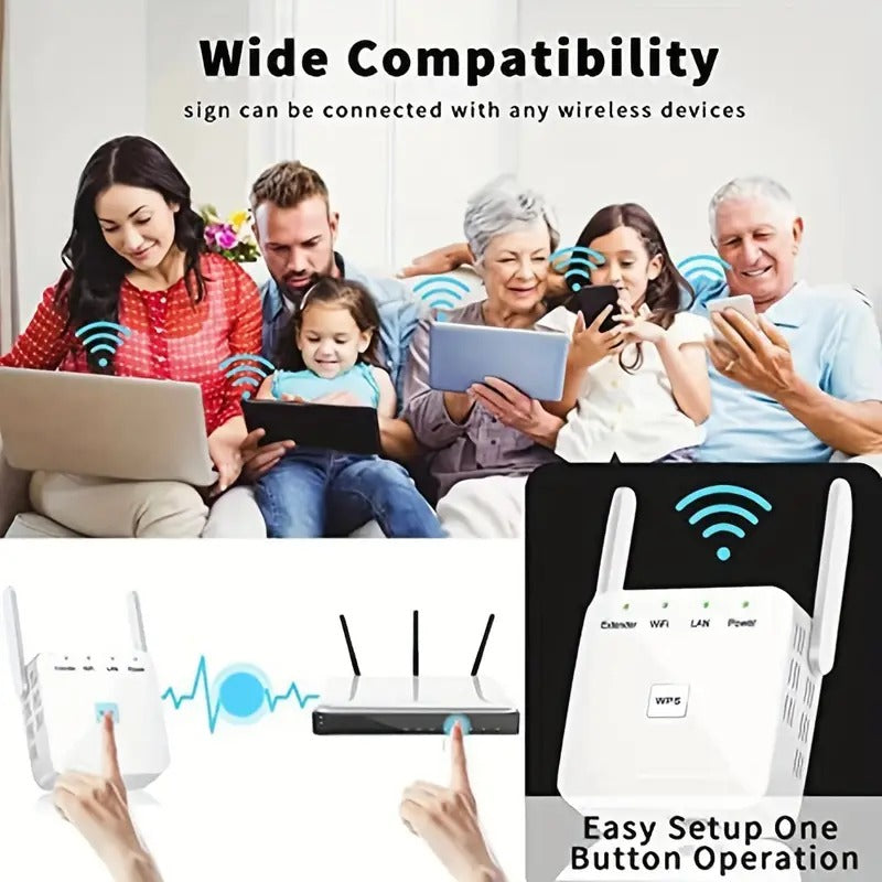 Amplificador y Repetidor de Señal WiFi Inalámbrico 300Mbps – Antenas Dobles para el Hogar