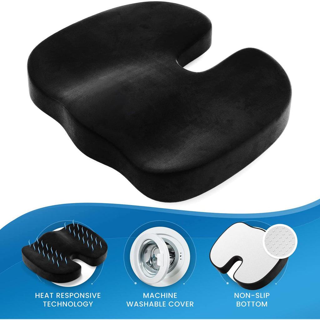 Cojín de Asiento Viscoelástico para Oficina y Auto — Memory Foam y Gel, 4 Colores