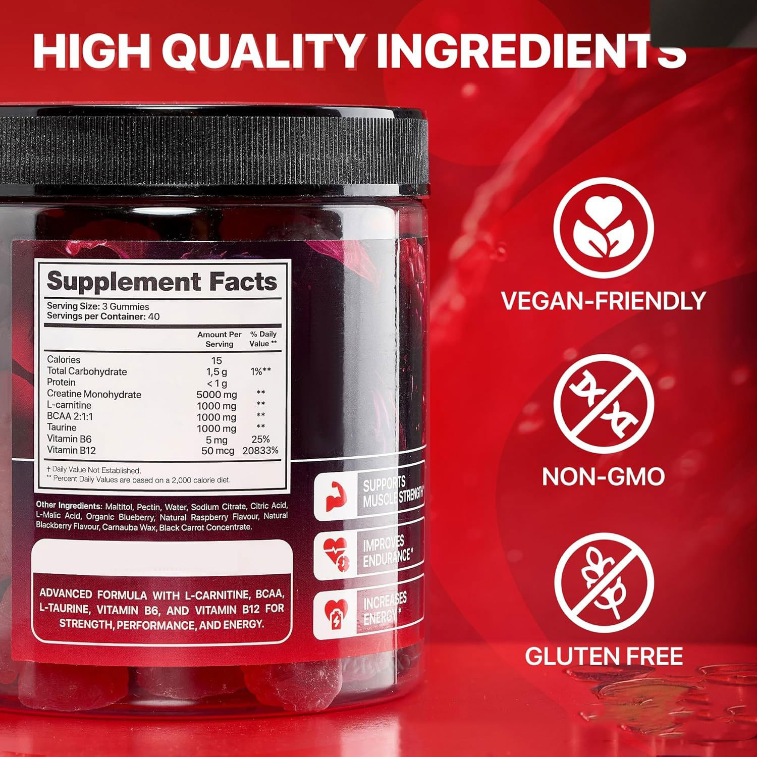 Gummies Muscle Boost con Creatina y Vitaminas – Energía y Recuperación Muscular