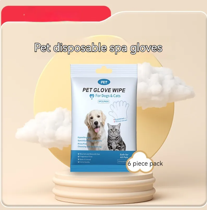 Kit de Limpieza para Gatos y Perros – Guantes, Toallitas y Espuma Limpiadora