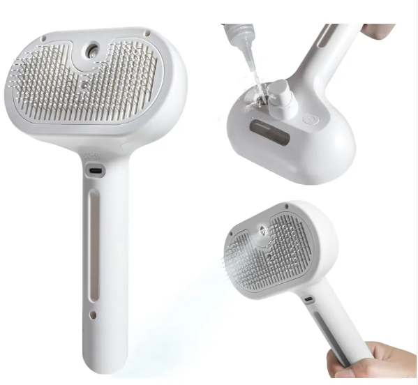 Cepillo con Spray Integrado para Gatos y Perros – Reduce Pelo Suelto