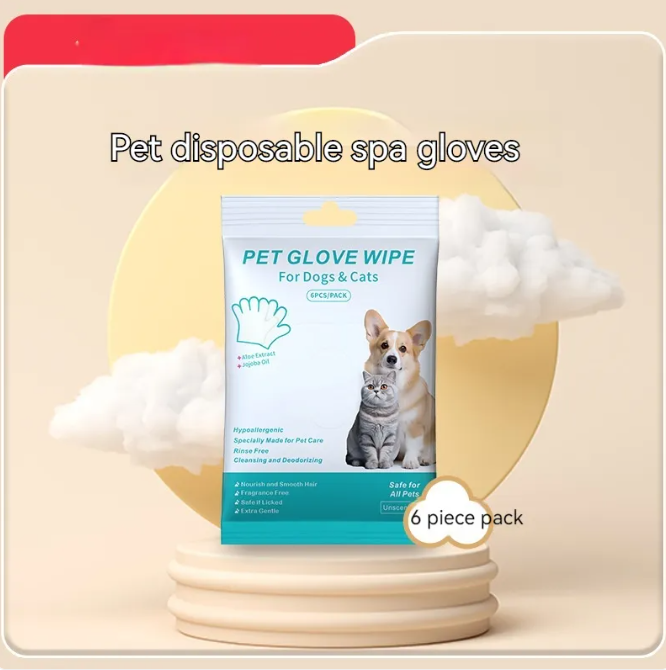 Kit de Limpieza para Gatos y Perros – Guantes, Toallitas y Espuma Limpiadora